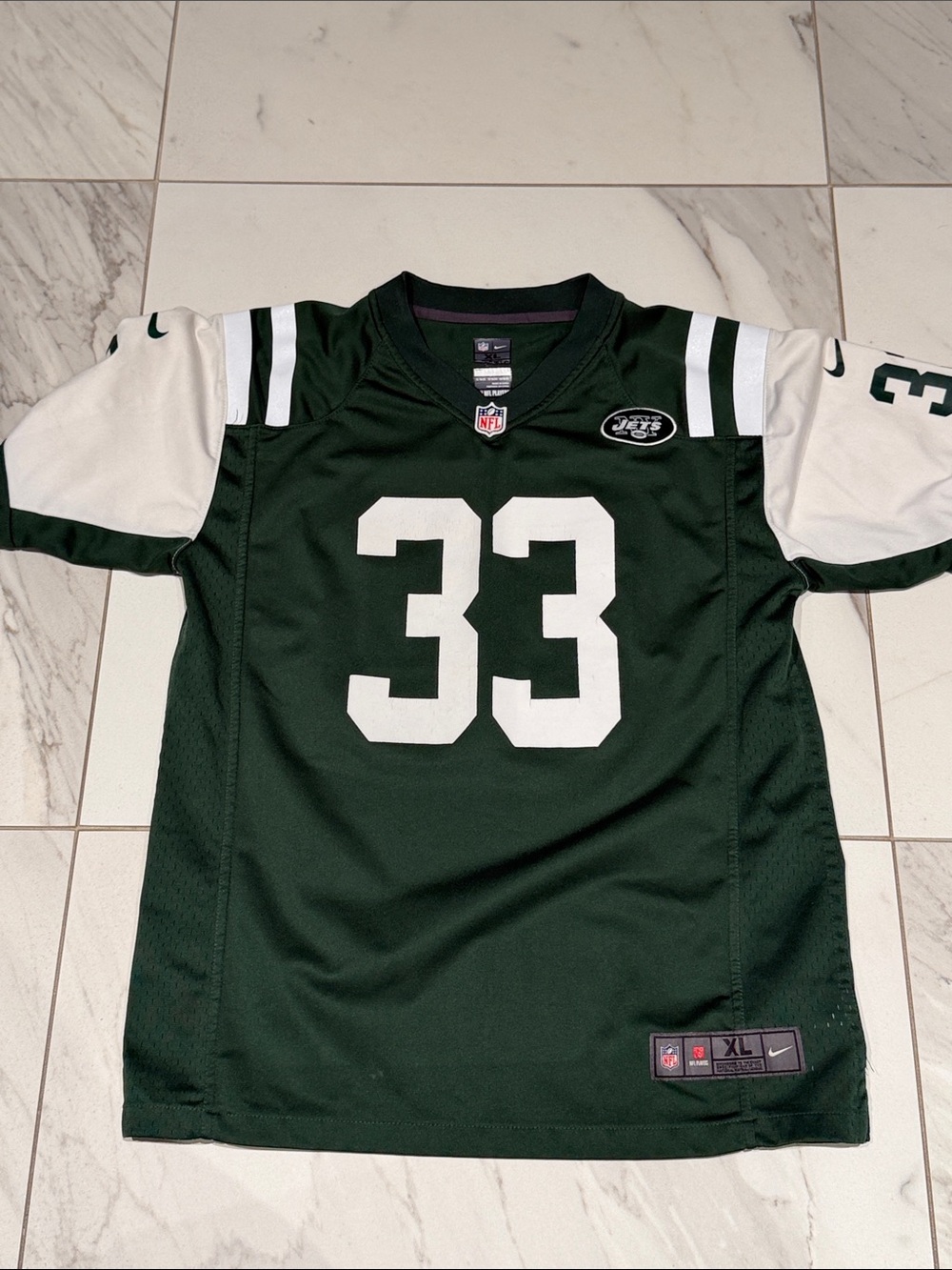Nike NY Jets Green & White #33 Football Jersey - Ivory